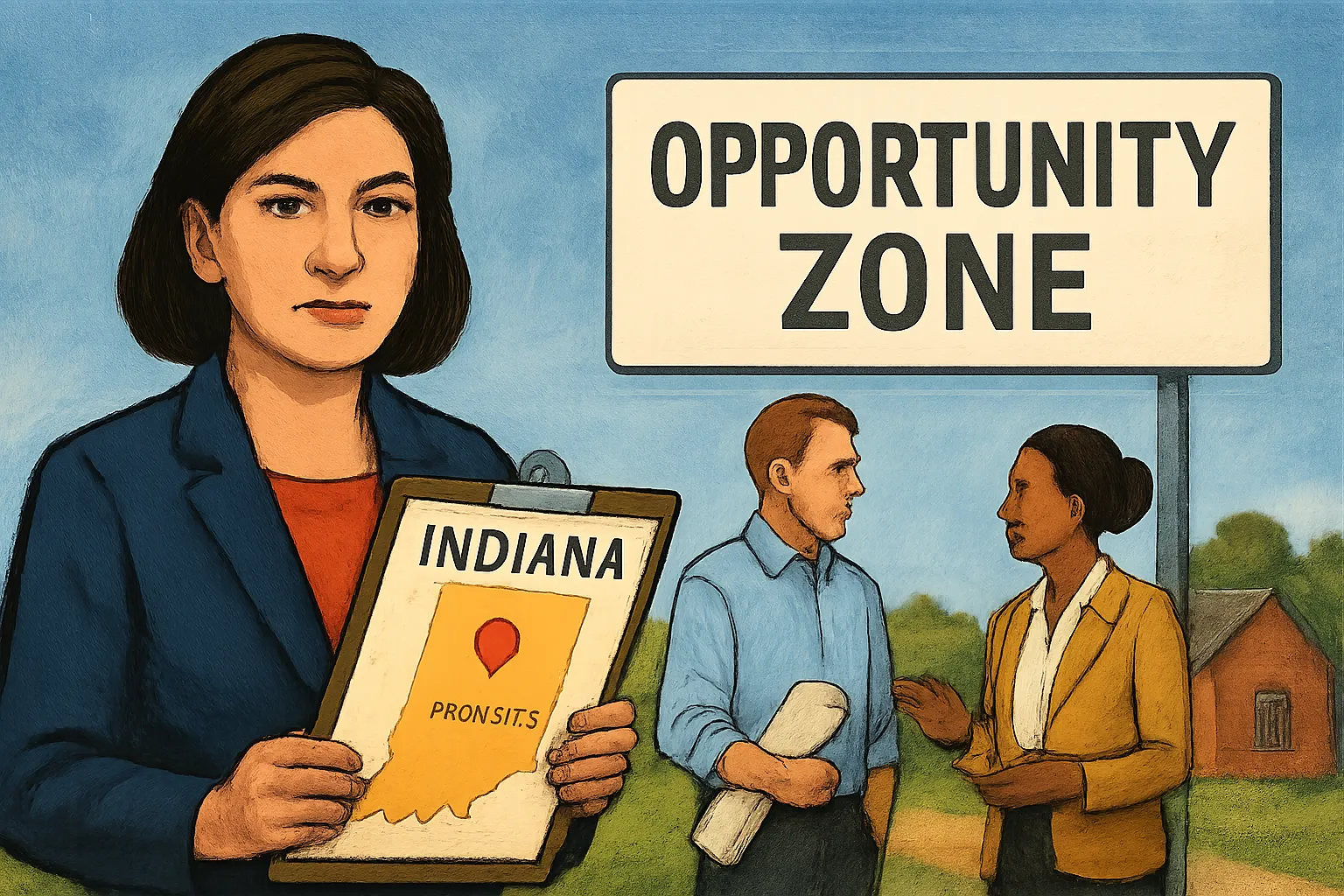 AI-generated illustration of the topic: Indiana submits 126 census tracts for Opportunity Zone designations; Rochester included