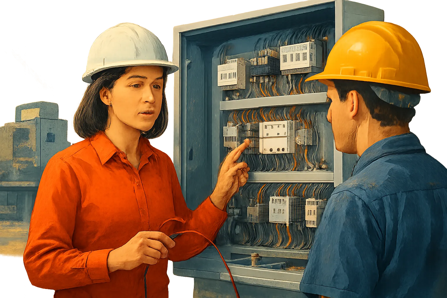 AI-generated illustration of the topic: Marshall County Lifelong Learning Network to offer three-part industrial electrical training series in Plymouth, IN