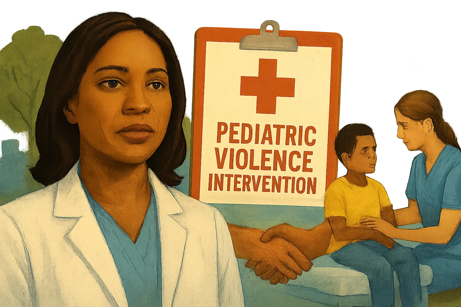 AI-generated illustration of the topic: Riley Children’s Health launches Indiana’s first pediatric violence intervention program, expanding community partnerships