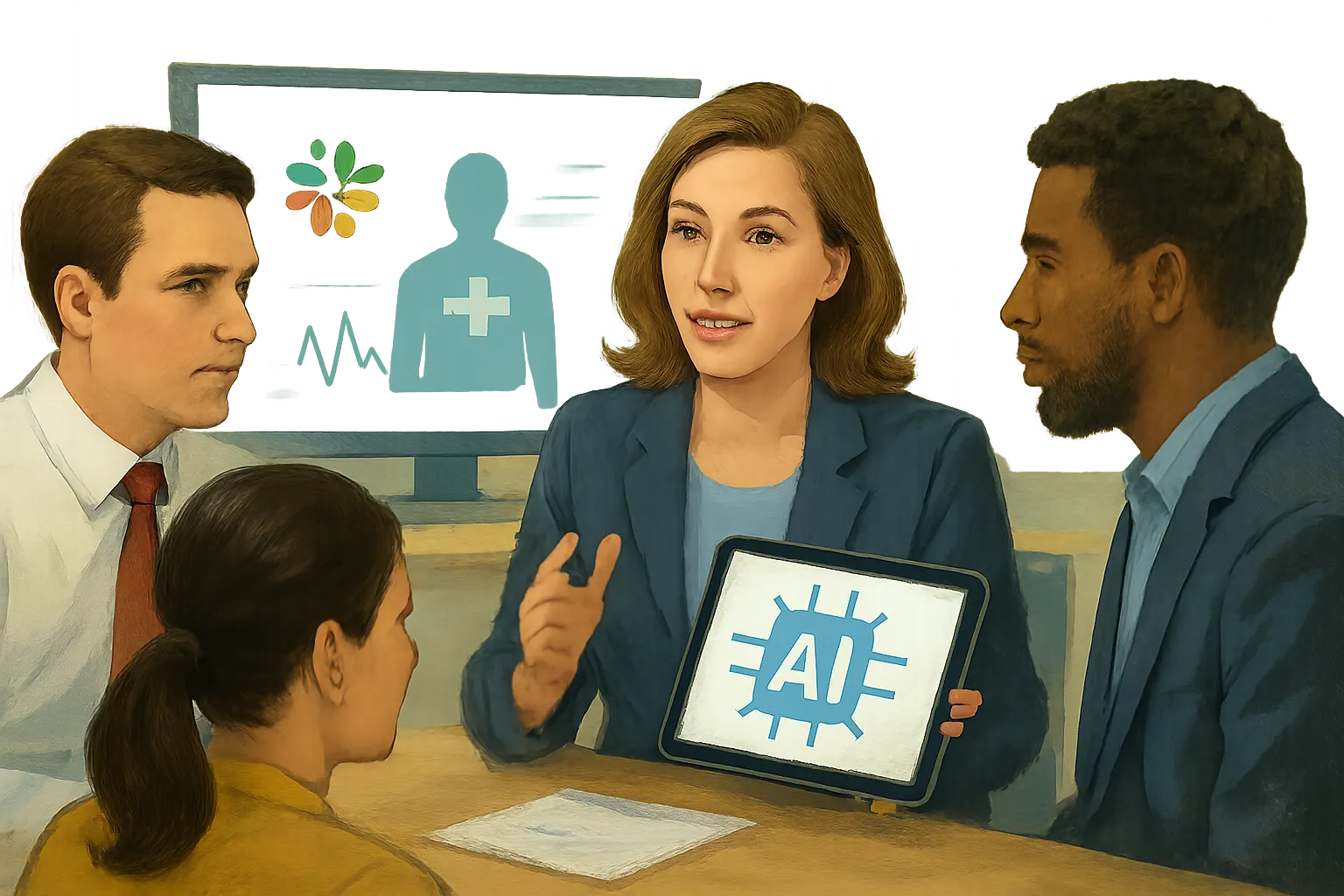 AI-generated illustration of the topic: Trump administration health officials invited AI and tech leaders into a government Slack workspace to shape health policy