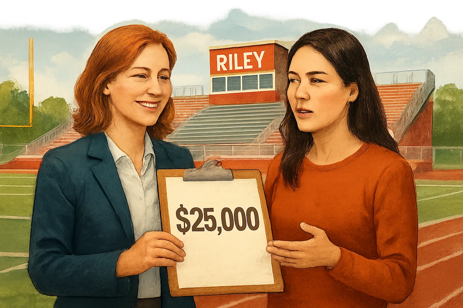 AI-generated illustration of the topic: South Bend’s Riley High earns $25K as Midwest finalist in T‑Mobile $1M stadium contest