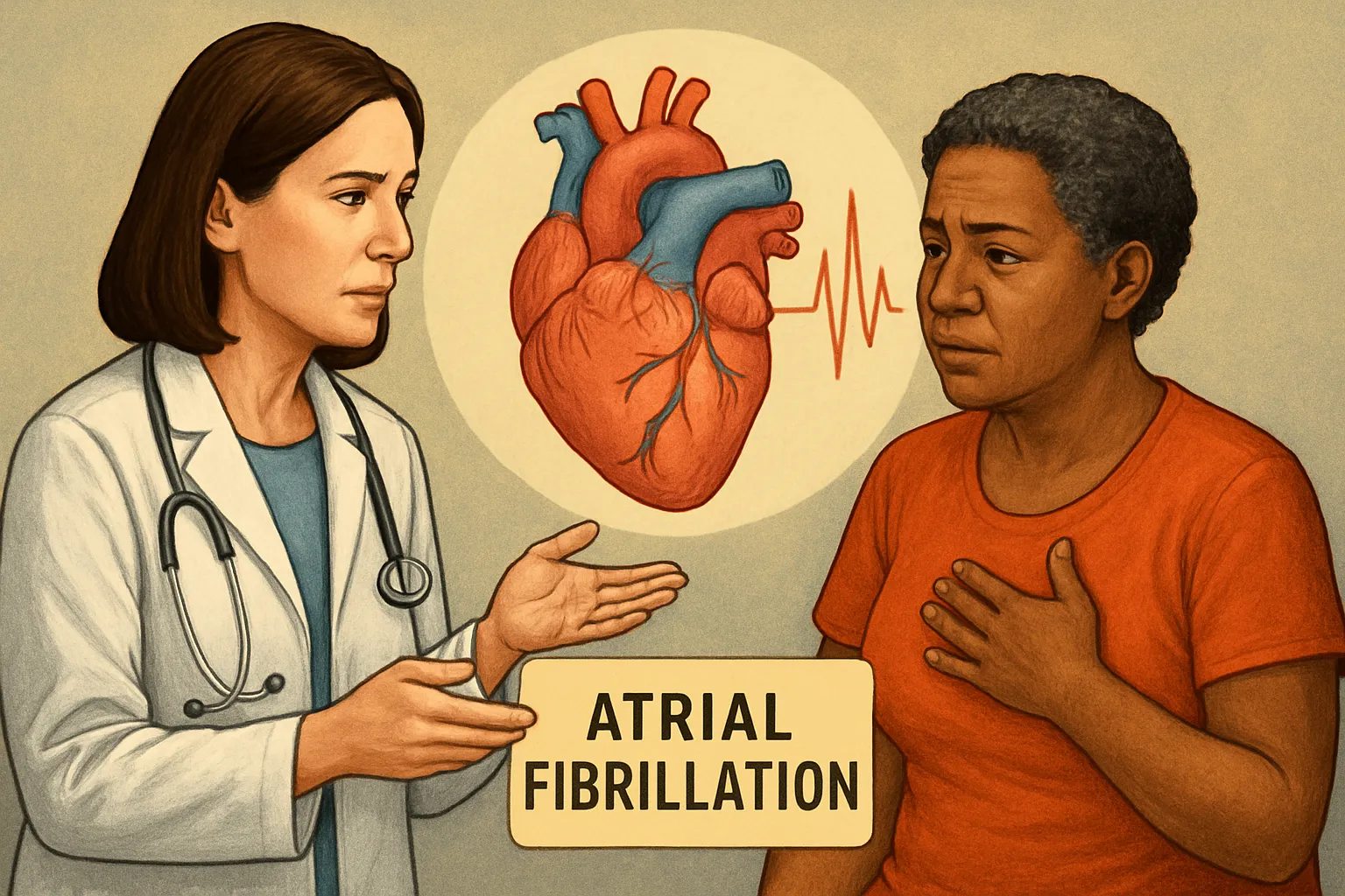 AI-generated illustration of the topic: Beacon Health (South Bend) warns untreated atrial fibrillation can raise stroke risk
