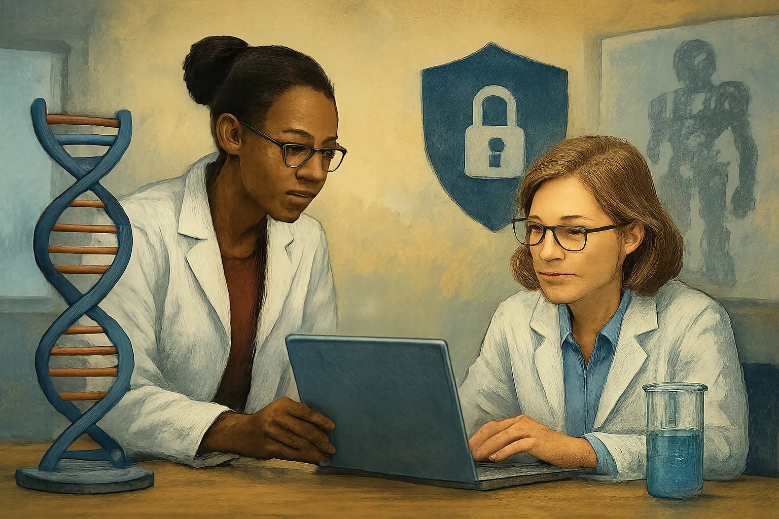 AI-generated illustration of the topic: Six Indiana University teams win seed grants for defense-focused biotechnology research