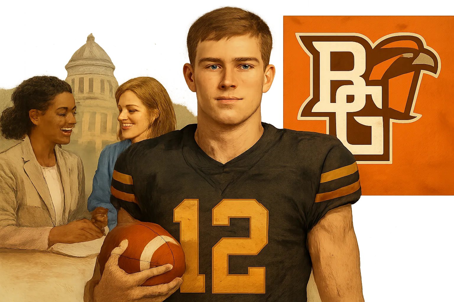 AI-generated illustration of the topic: South Adams two-way player Wes Summersett verbally commits to Bowling Green
