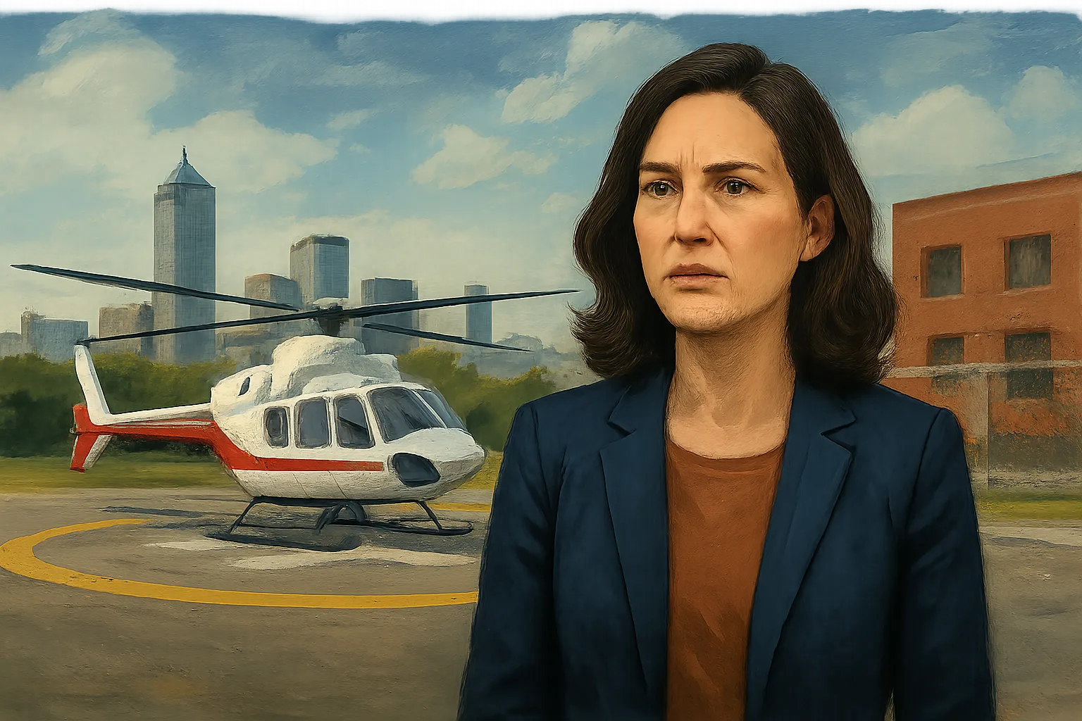 AI-generated illustration of the topic: FAA orders Indianapolis heliport kept open, complicating city’s planned $10.9M purchase and stadium use