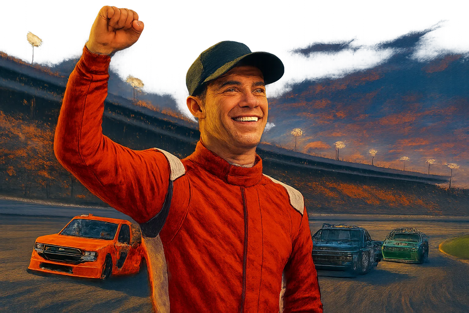 AI-generated illustration of the topic: Layne Riggs wins Ecosave 200 at Charlotte; Christian Eckes 2nd, Kaden Honeycutt 3rd