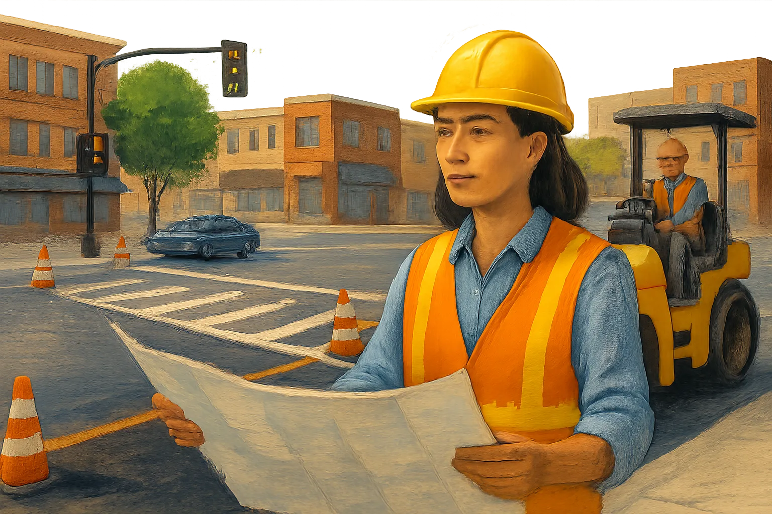 AI-generated illustration of the topic: Indianapolis to begin $4.2M safety upgrades at Massachusetts Ave–College Ave–St. Clair intersection