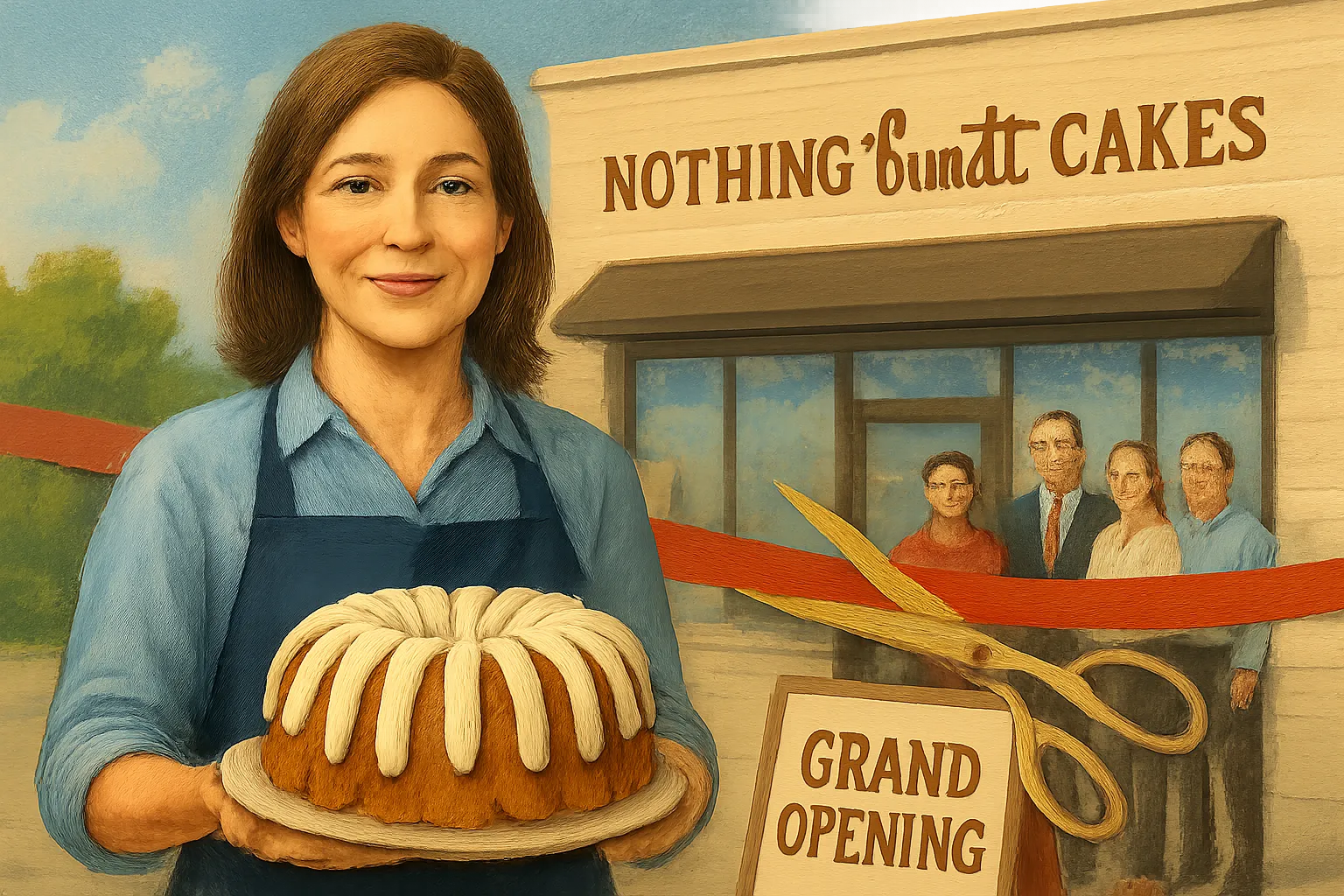 AI-generated illustration of the topic: Nothing Bundt Cakes in Columbus schedules grand‑opening week with community giveaways and school fundraiser