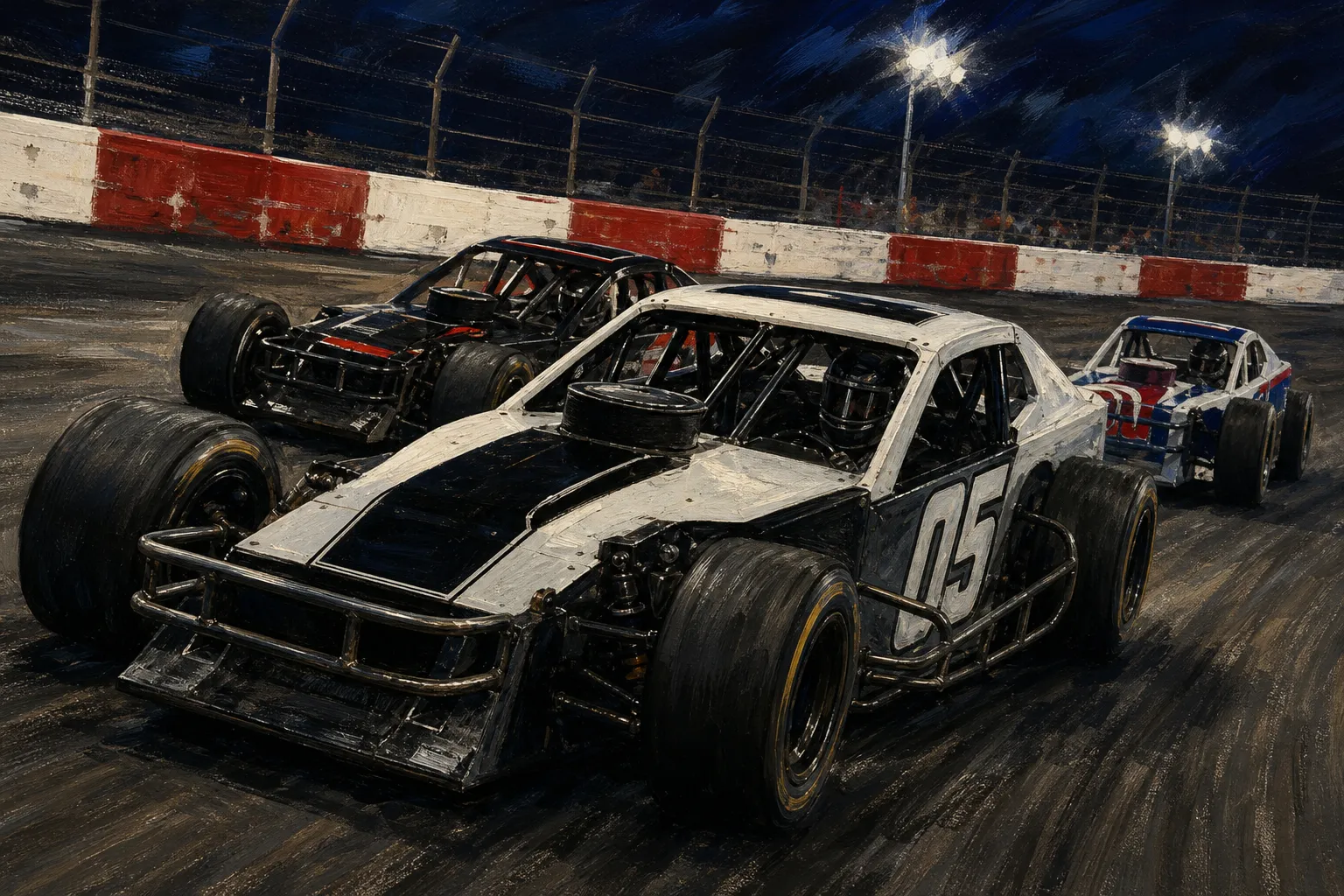 AI-generated illustration of the topic: Teddy Hodgdon wins Sunoco World Series 150; Patrick Emerling secures 2026 NASCAR Whelen Modified Tour title