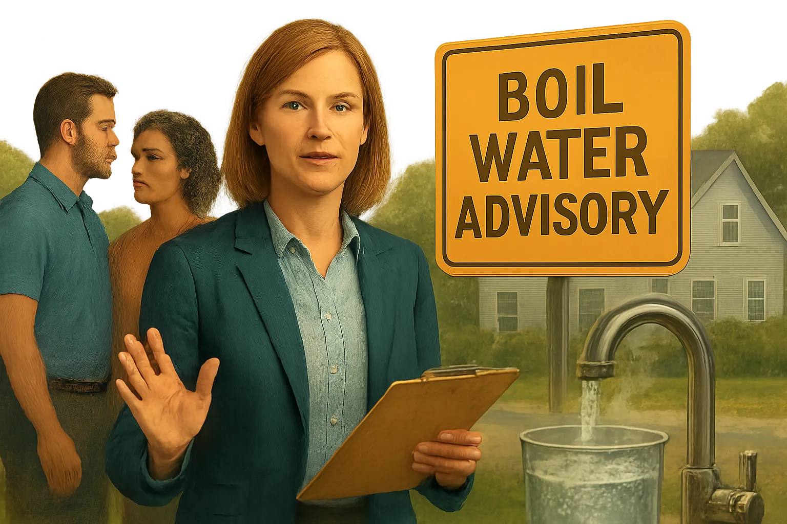 AI-generated illustration of the topic: Citizens Energy issues boil-water advisory near 86th & Lafayette, affecting parts of Boone and Marion counties