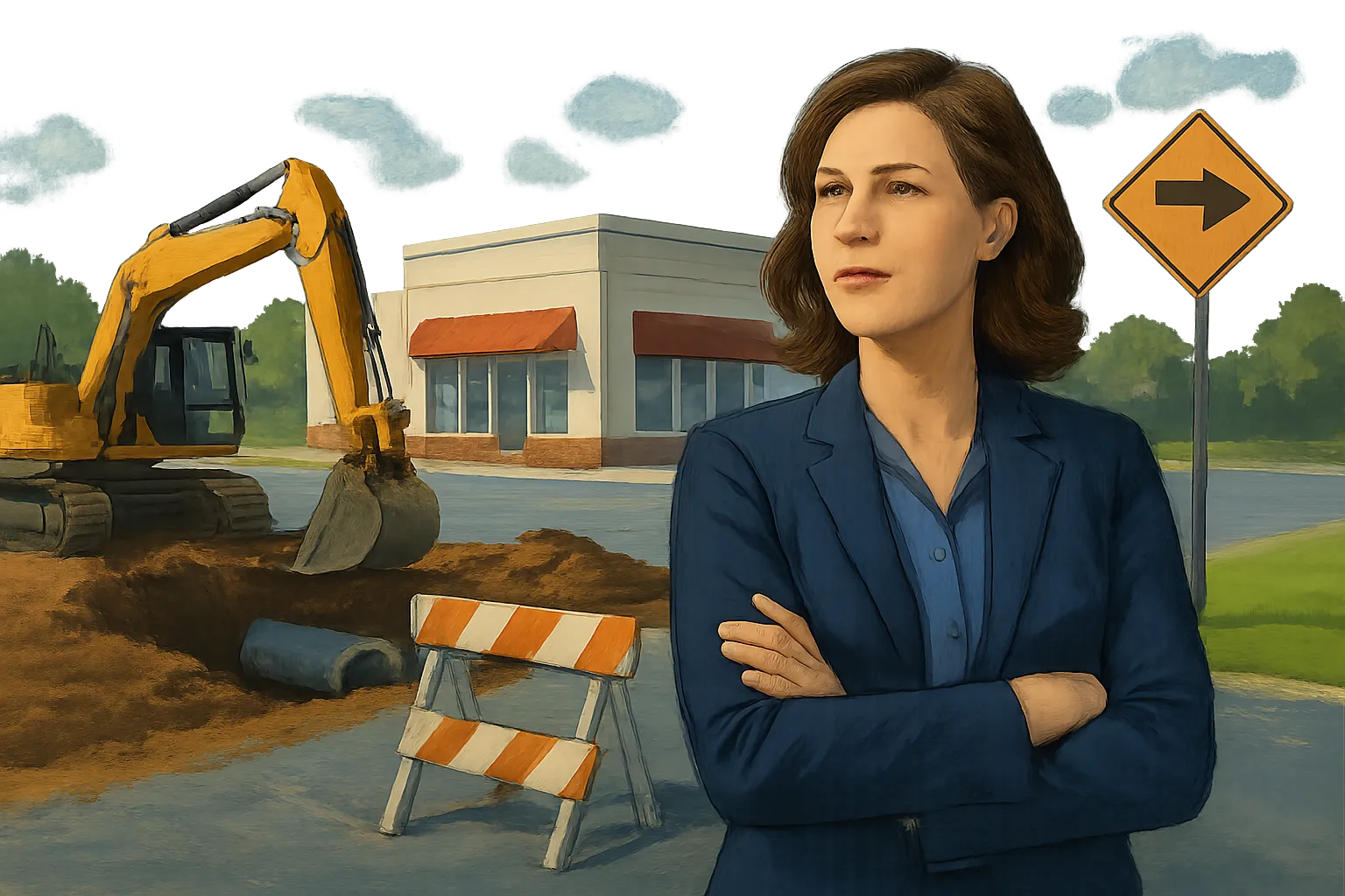 AI-generated illustration of the topic: Carmel to replace water and sewer lines at Merchants Square; businesses to stay open during phased work