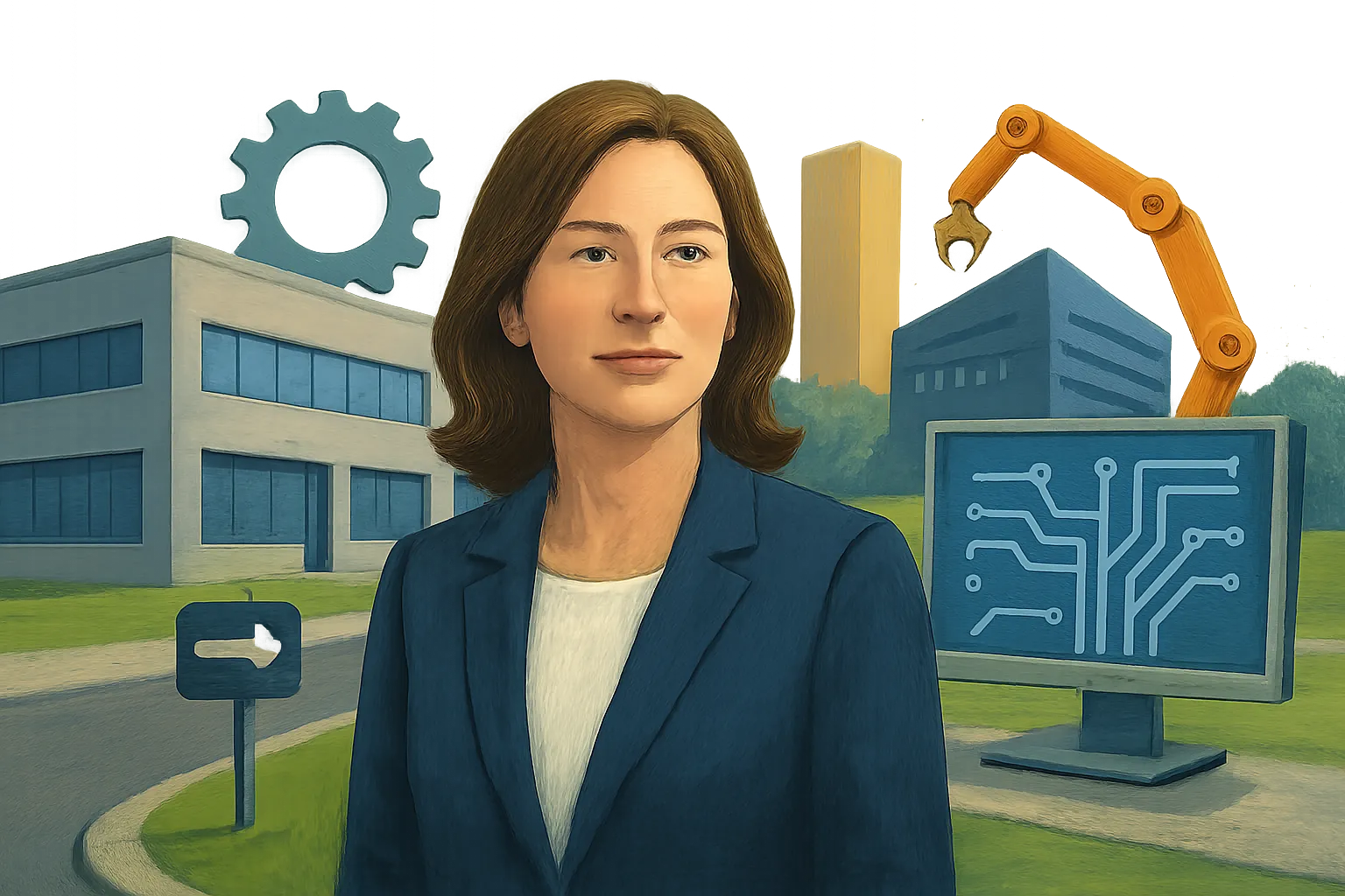 AI-generated illustration of the topic: Plymouth’s Indiana Tool forms Indiana Innovation Center, will seek annexation and rezoning to seed nearby innovation district