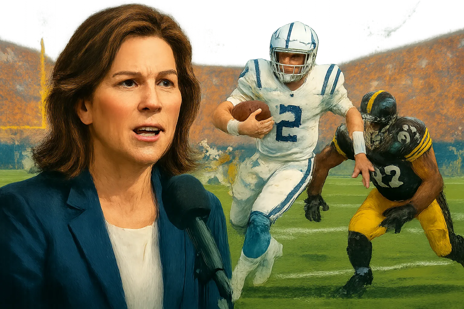 AI-generated illustration of the topic: Colts fall 34-22 to Steelers; contributor says 'a lot of loafing'