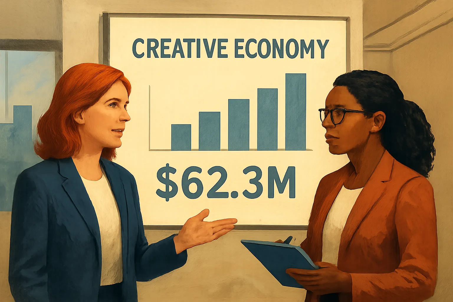AI-generated illustration of the topic: Indy Chamber recap: CELA launches and READi’s $62.3M across 49 projects highlighted at state creative-economy summit