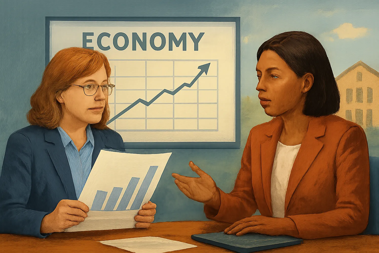 AI-generated illustration of the topic: Futurecast 2027 to present national, Indiana and Kokomo economic forecasts at IU Kokomo on Nov. 10