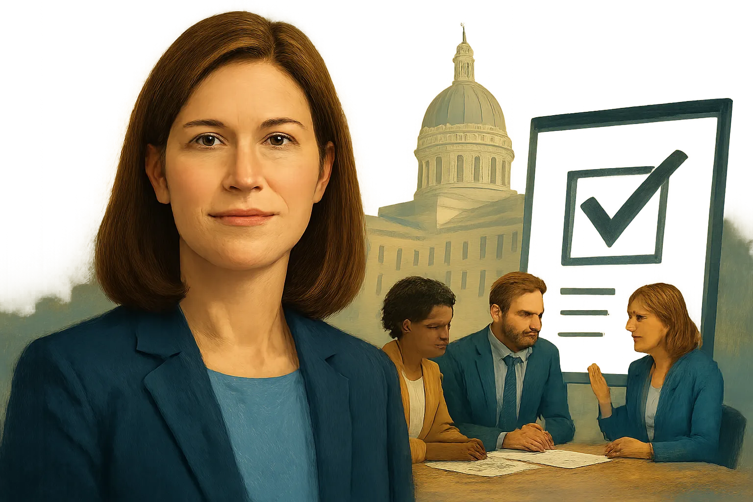 AI-generated illustration of the topic: Indy Chamber’s Business Advocacy Committee names endorsed statehouse candidates for 2026 election