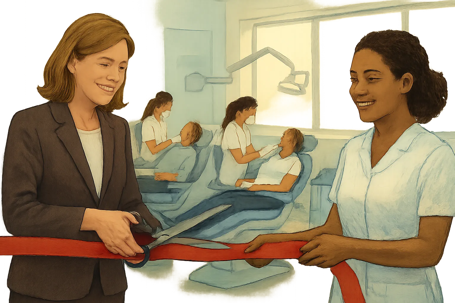 AI-generated illustration of the topic: Ivy Tech expands South Bend dental-hygiene clinic from 10 to 18 chairs