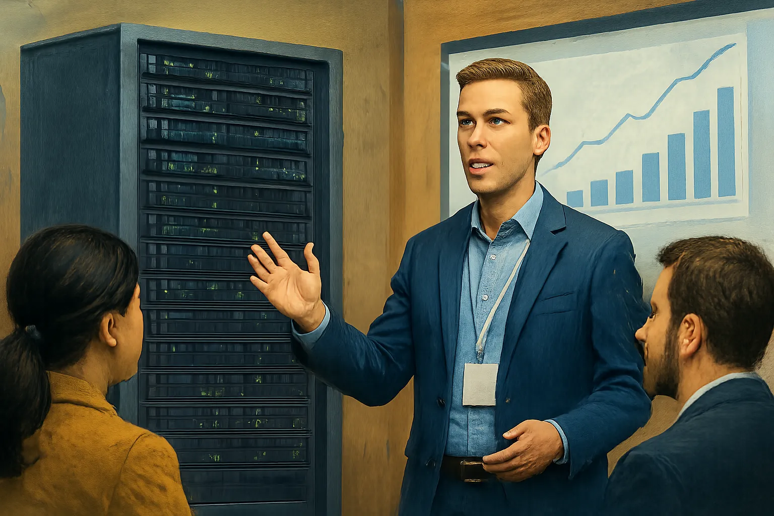AI-generated illustration of the topic: Salas O’Brien’s Nathan Kamphuis to present on data‑center energy at 7×24 Exchange Fall 2026