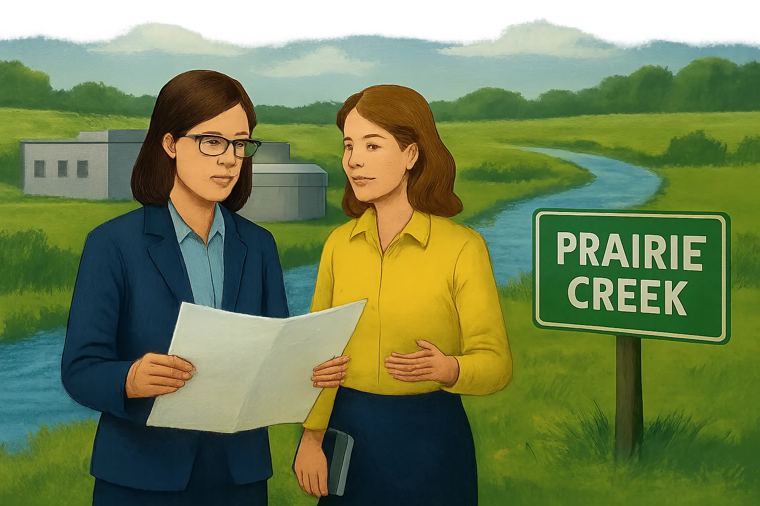 AI-generated illustration of the topic: Lebanon Utilities eyes Prairie Creek as discharge site for LEAP district treated water