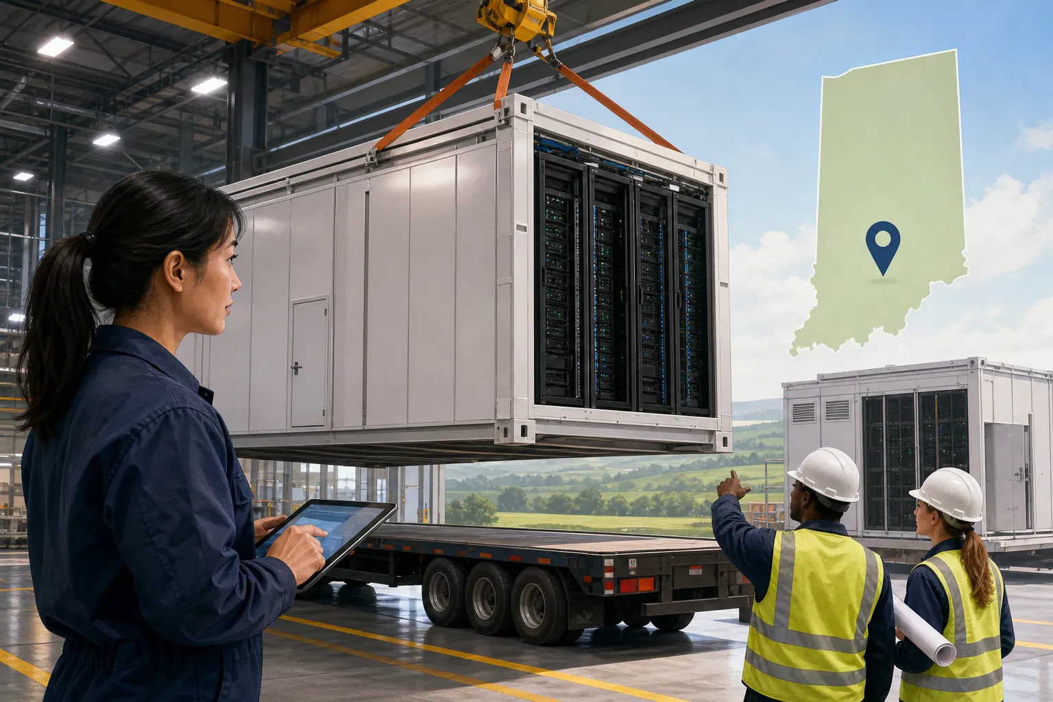 AI-generated illustration of the topic: Brightray signs LOI to supply planned 10MW prefabricated AI data center in Indiana