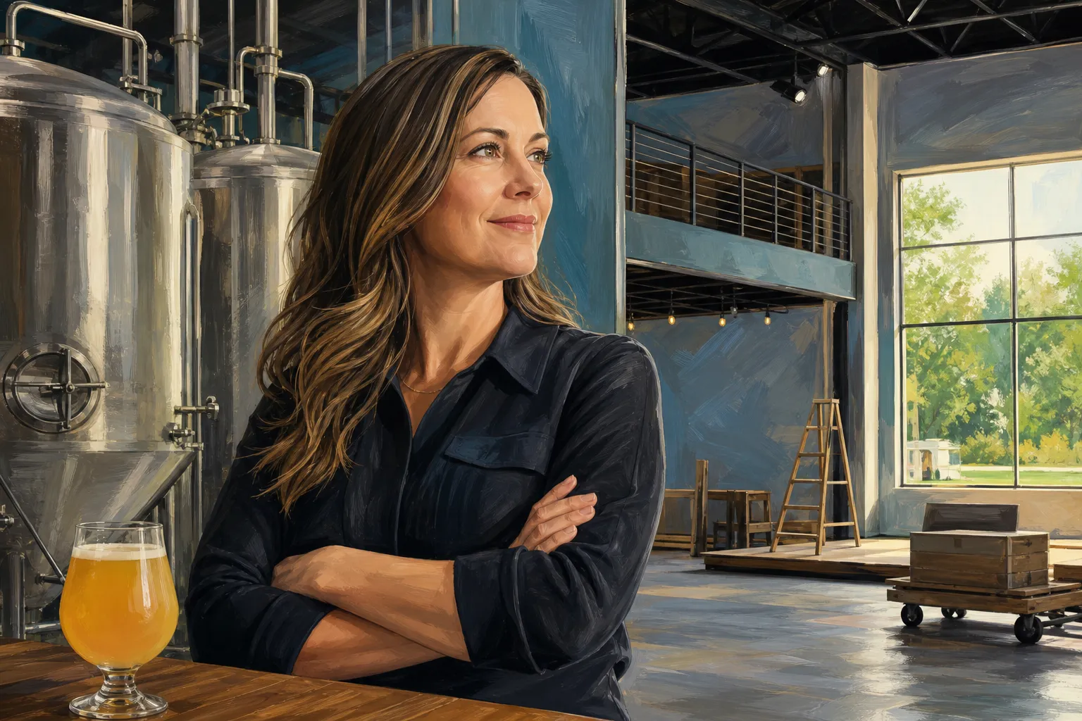 AI-generated illustration of the topic: Carmel’s only woman‑owned brewery plans to move a mile north and double its size