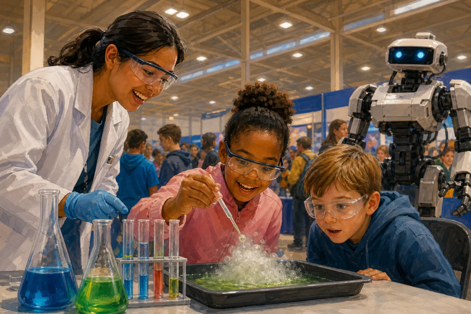 AI-generated illustration of the topic: Hundreds attend 15th Annual Celebrate Science Indiana at Indiana State Fairgrounds on Oct. 10