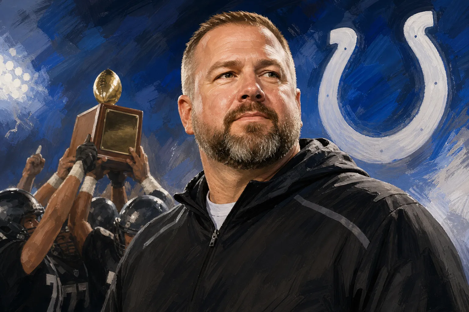 AI-generated illustration of the topic: Northridge's Luke Amstutz named Indianapolis Colts 2026 Coach of the Week for Week 9