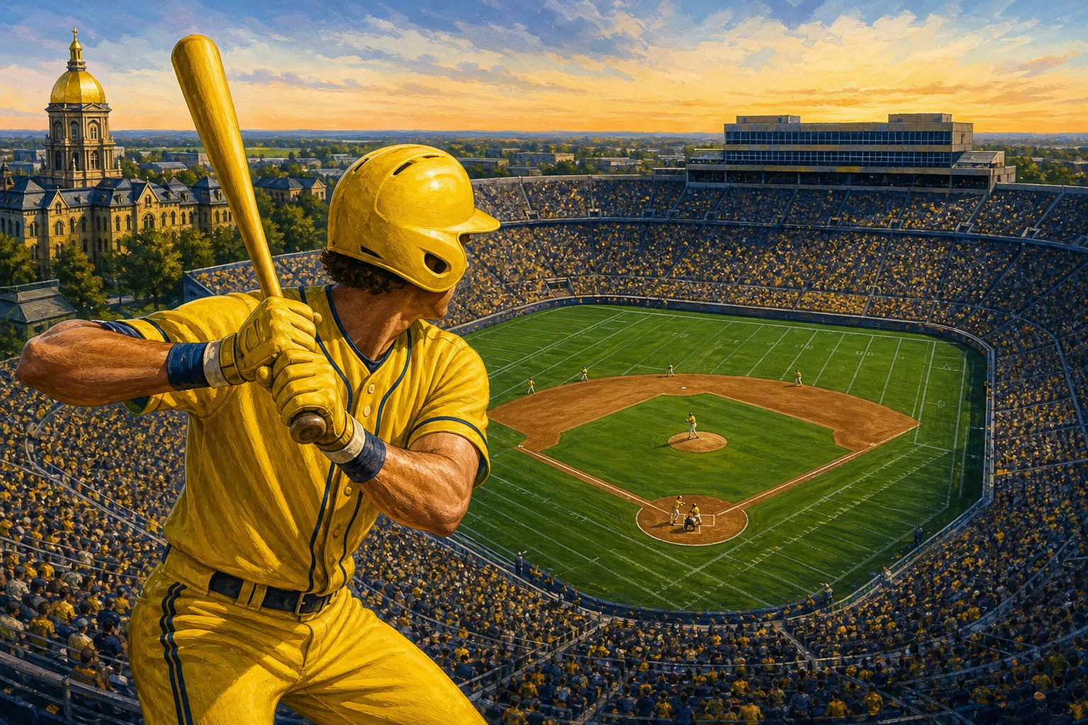 AI-generated illustration of the topic: Savannah Bananas to play two South Bend games, including June 26, 2027 inside Notre Dame Stadium