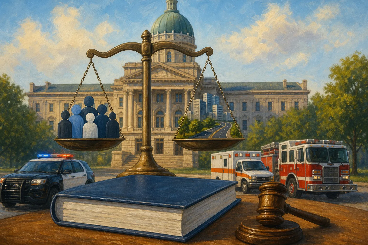 AI-generated illustration of the topic: Indianapolis City-County Council passes $1.9B budget for 2027