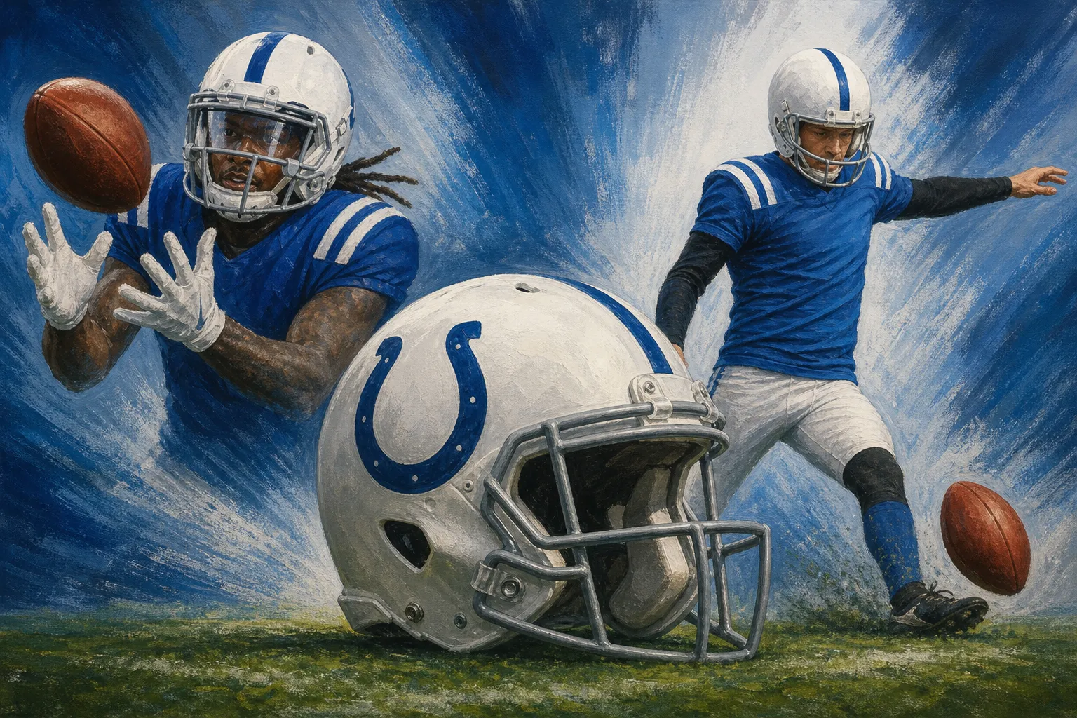 AI-generated illustration of the topic: Colts sign WR Mecole Hardman, P Thomas Morstead to practice squad; release WR Eli Pancol