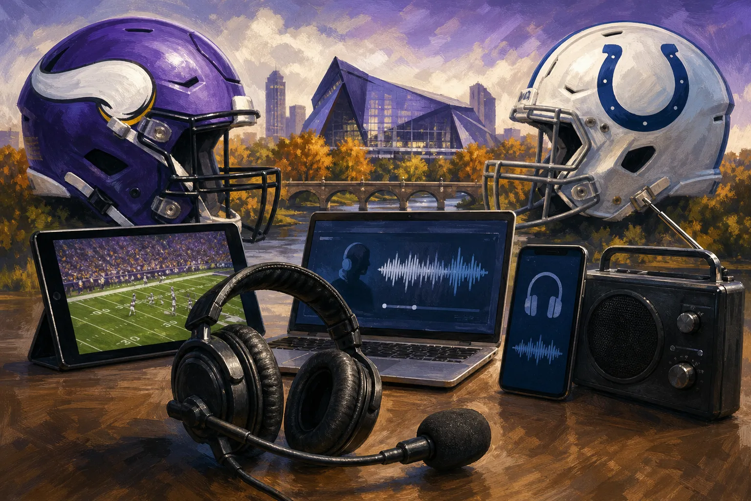 AI-generated illustration of the topic: Colts publish TV, radio and streaming details for Oct. 25 game at Vikings