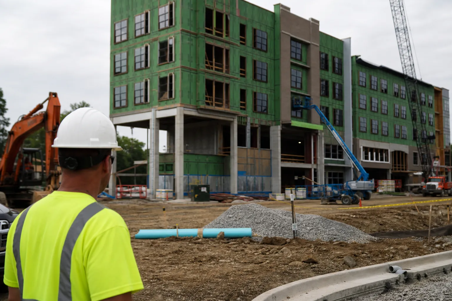 AI-generated illustration of the topic: Noblesville $64M development set to boost downtown housing, retail and trail access