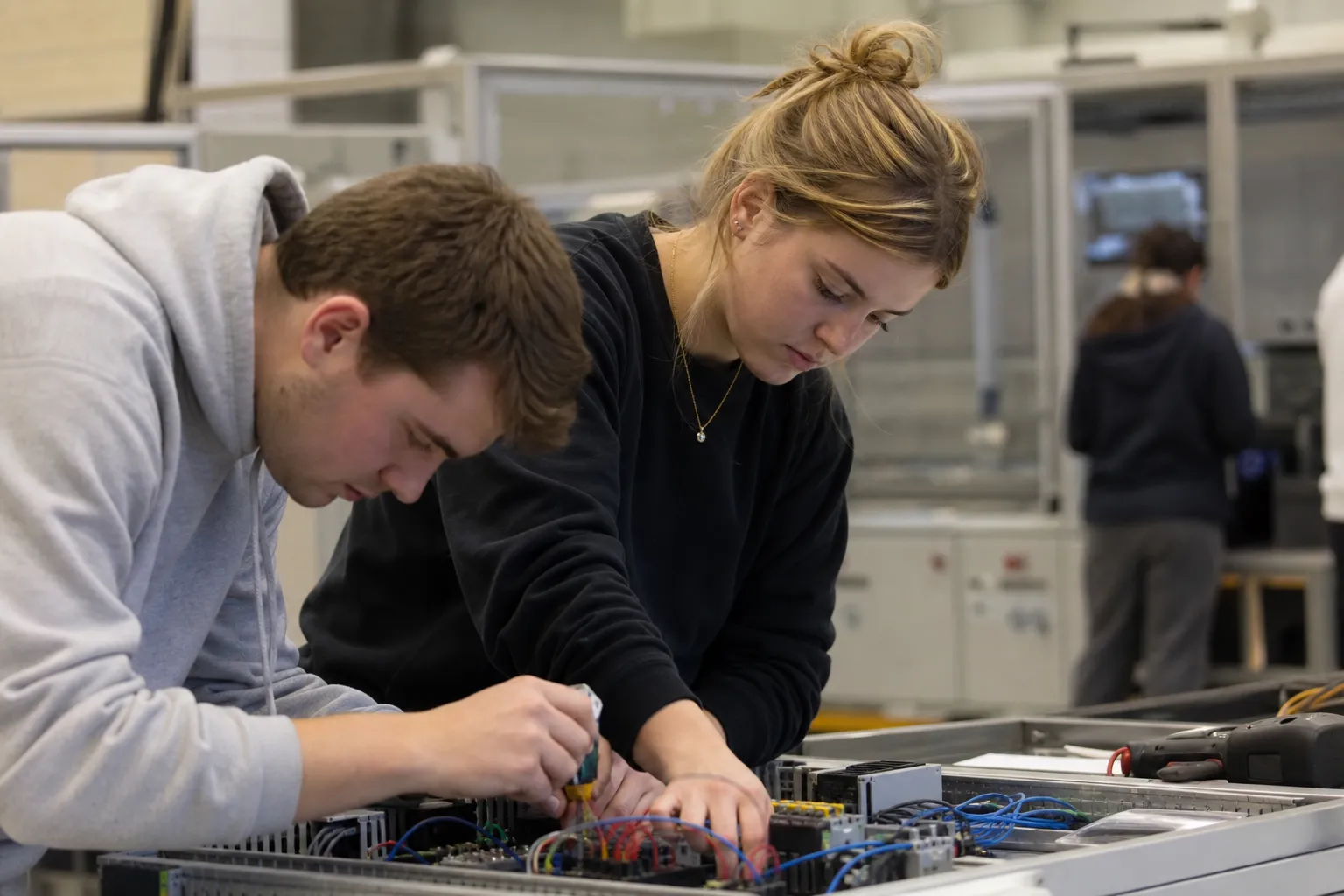 AI-generated illustration of the topic: Purdue announces Rittal + Eplan Lab to open Sept. 15 in Dudley Hall to train engineering-technology students