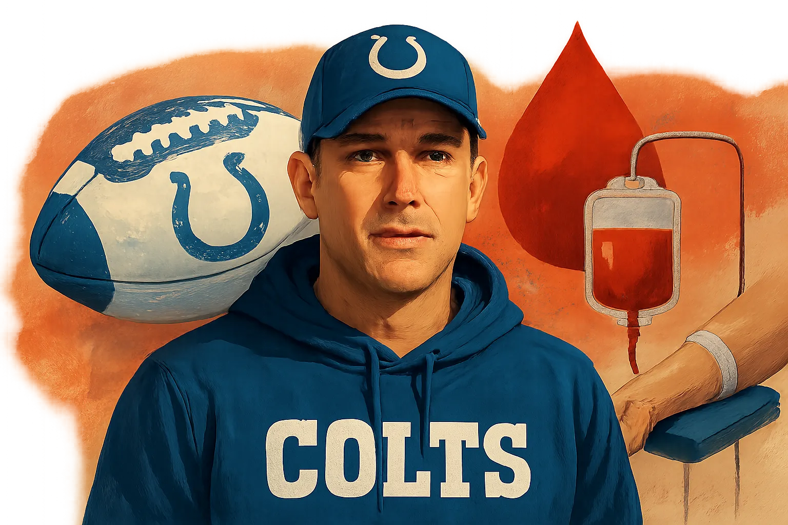 AI-generated illustration of the topic: Colts, Versiti unveil 2026 'Bleed Blue' drives, offering three blood-donation events