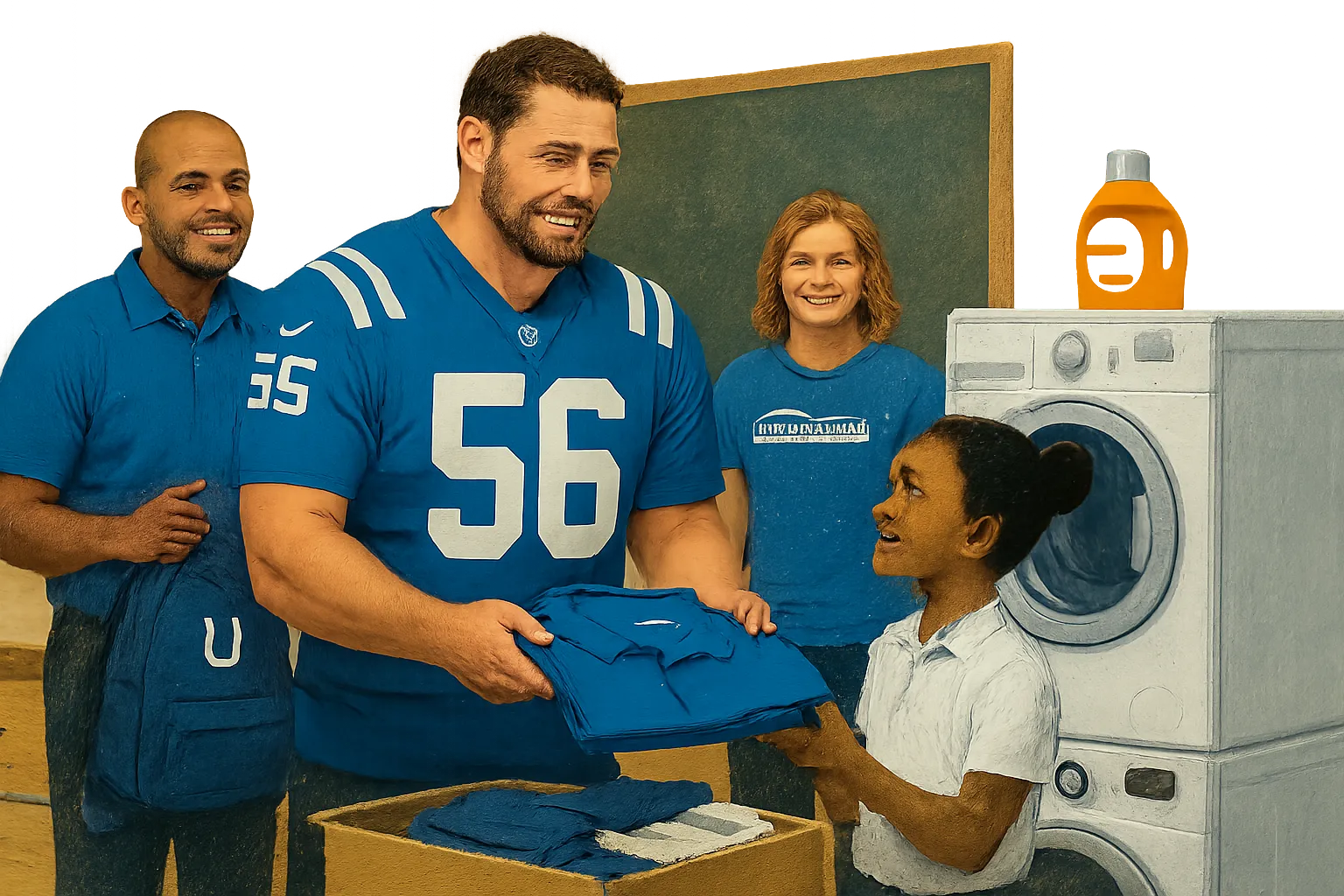 AI-generated illustration of the topic: Colts, American Family Insurance hold 8th annual School Uniform Blitz for 545 Central Elementary students