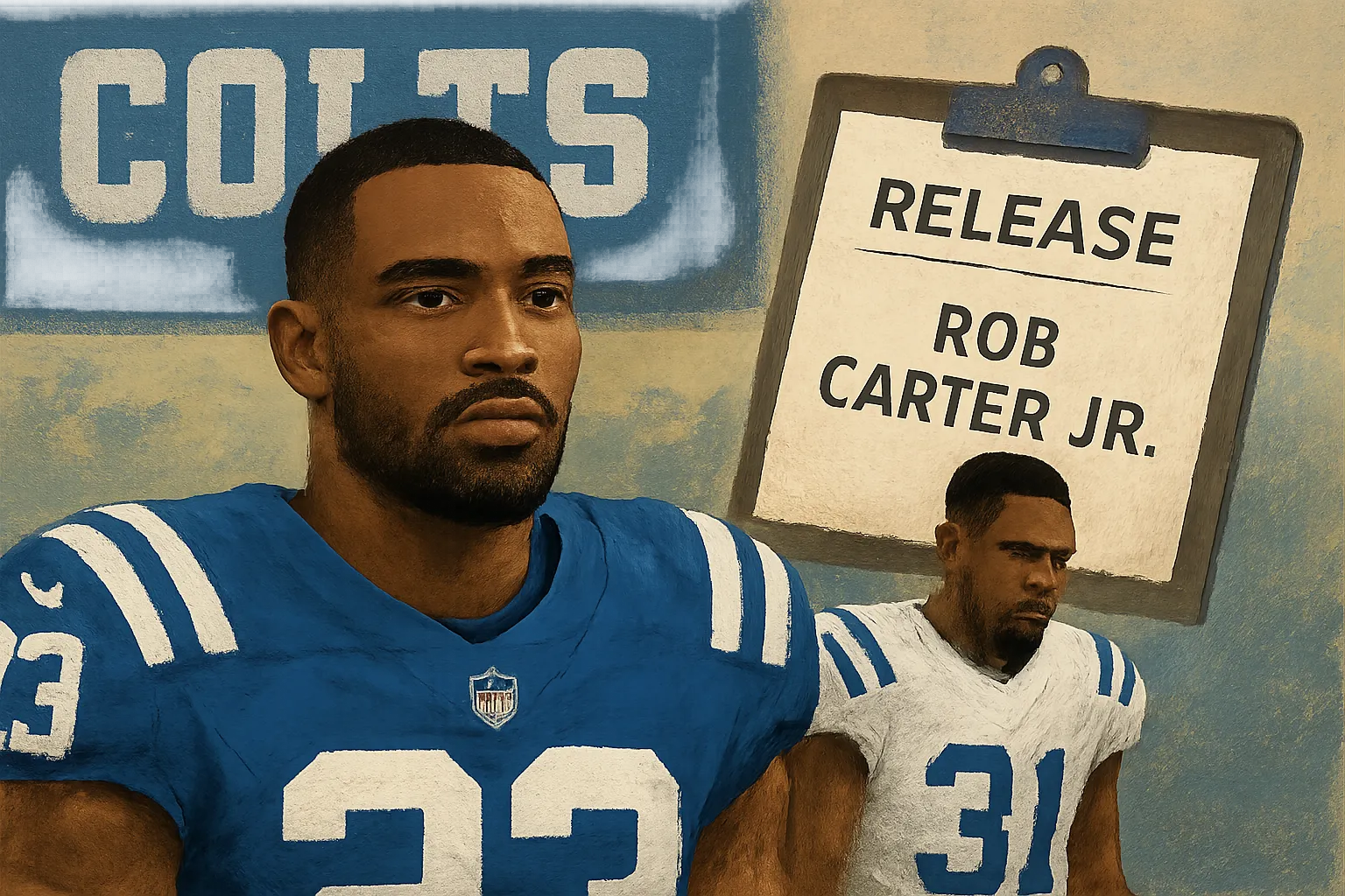 AI-generated illustration of the topic: Colts sign CB Johnathan Edwards to practice squad, release CB Robert (Rob) Carter Jr.
