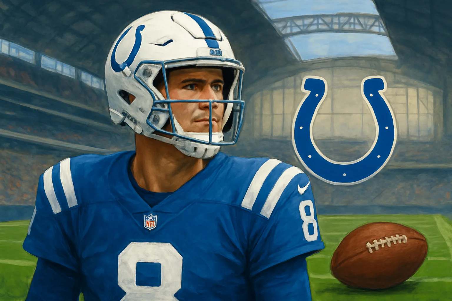 AI-generated illustration of the topic: Daniel Jones to start Week 1 for Colts after Achilles recovery