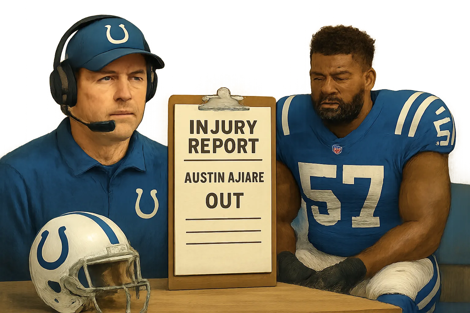AI-generated illustration of the topic: Colts said no players were ruled out for Week 1; Austin Ajiake later downgraded to out