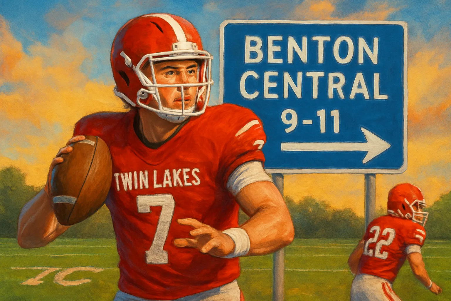 AI-generated illustration of the topic: Cooper Dold leads No. 7 Twin Lakes (3-0) toward regional goal; Sept. 11 at Benton Central