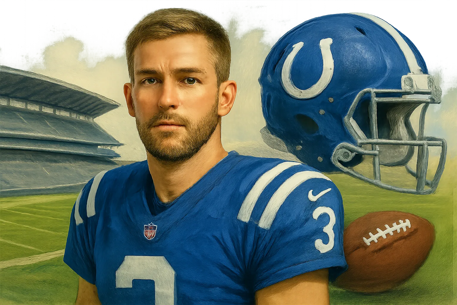 AI-generated illustration of the topic: Spencer Shrader named Colts' starting kicker over Blake Grupe