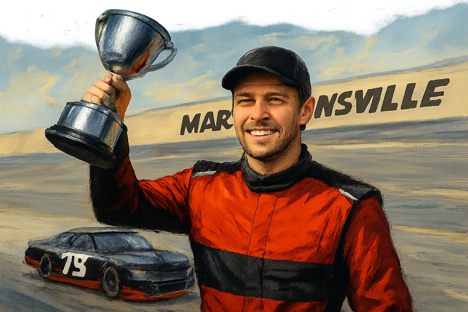 AI-generated illustration of the topic: Caden Kvapil wins VSCU 300 at Martinsville Speedway (Sept. 26, 2026)