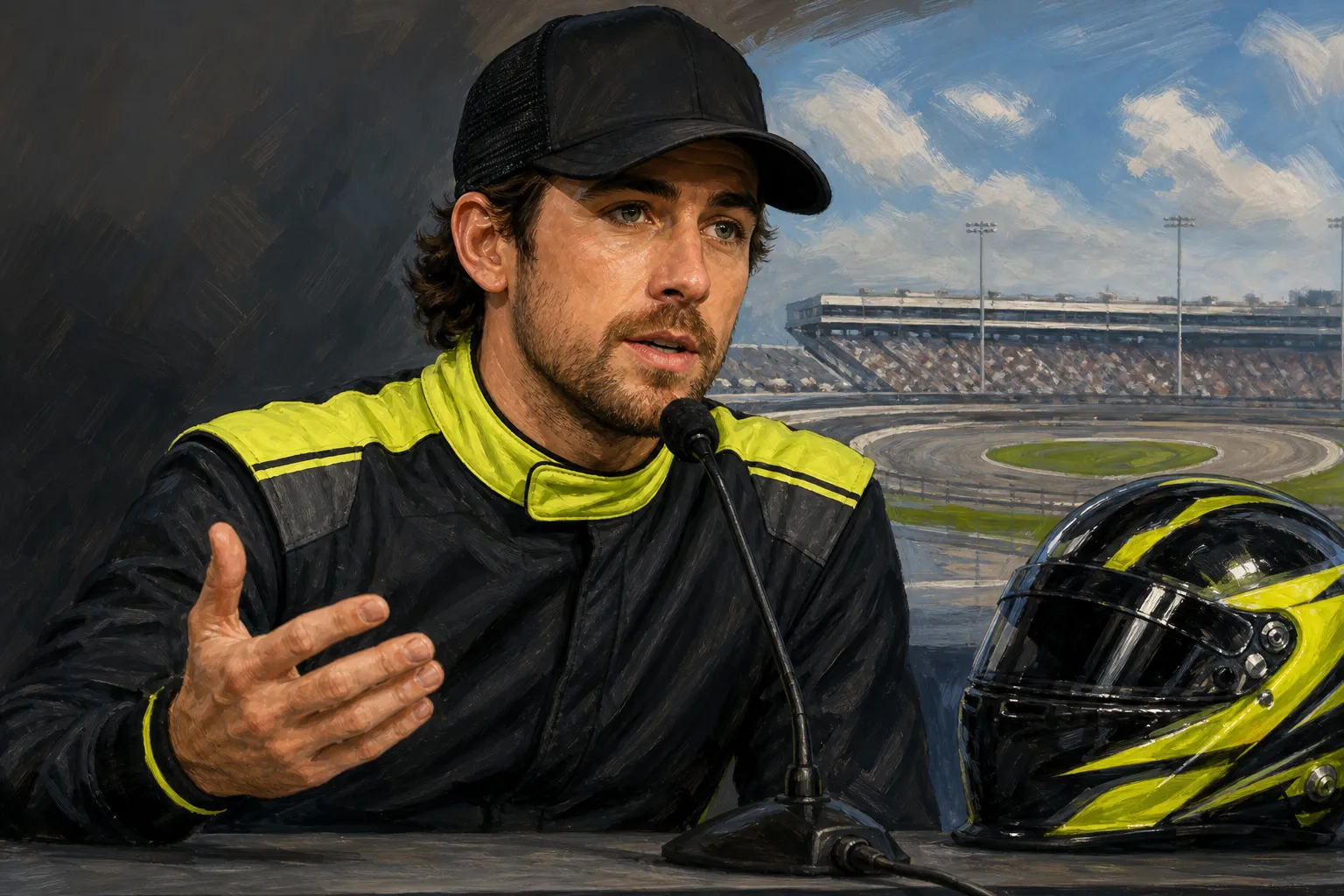AI-generated illustration of the topic: Ryan Blaney calls Bristol run‑in 'definitely unlike me,' says NASCAR made right call