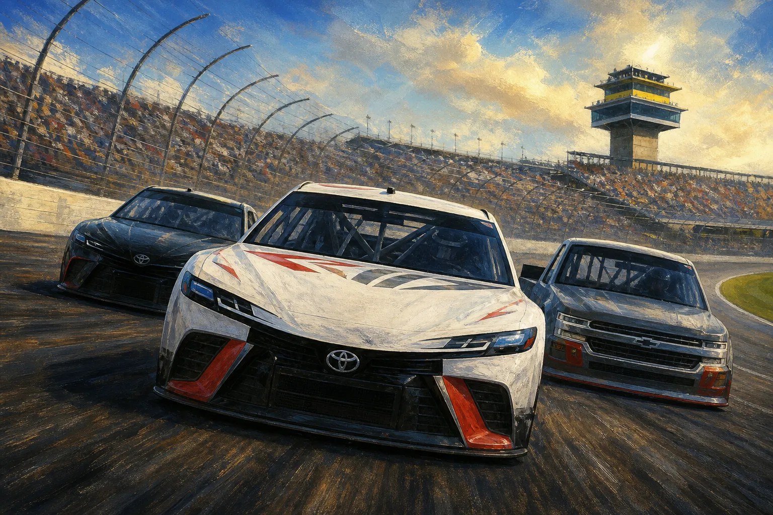 AI-generated illustration of the topic: Toyota Racing previews Sept. 25–27 Kansas weekend as NASCAR Cup, Truck Chases and ARCA finale proceed