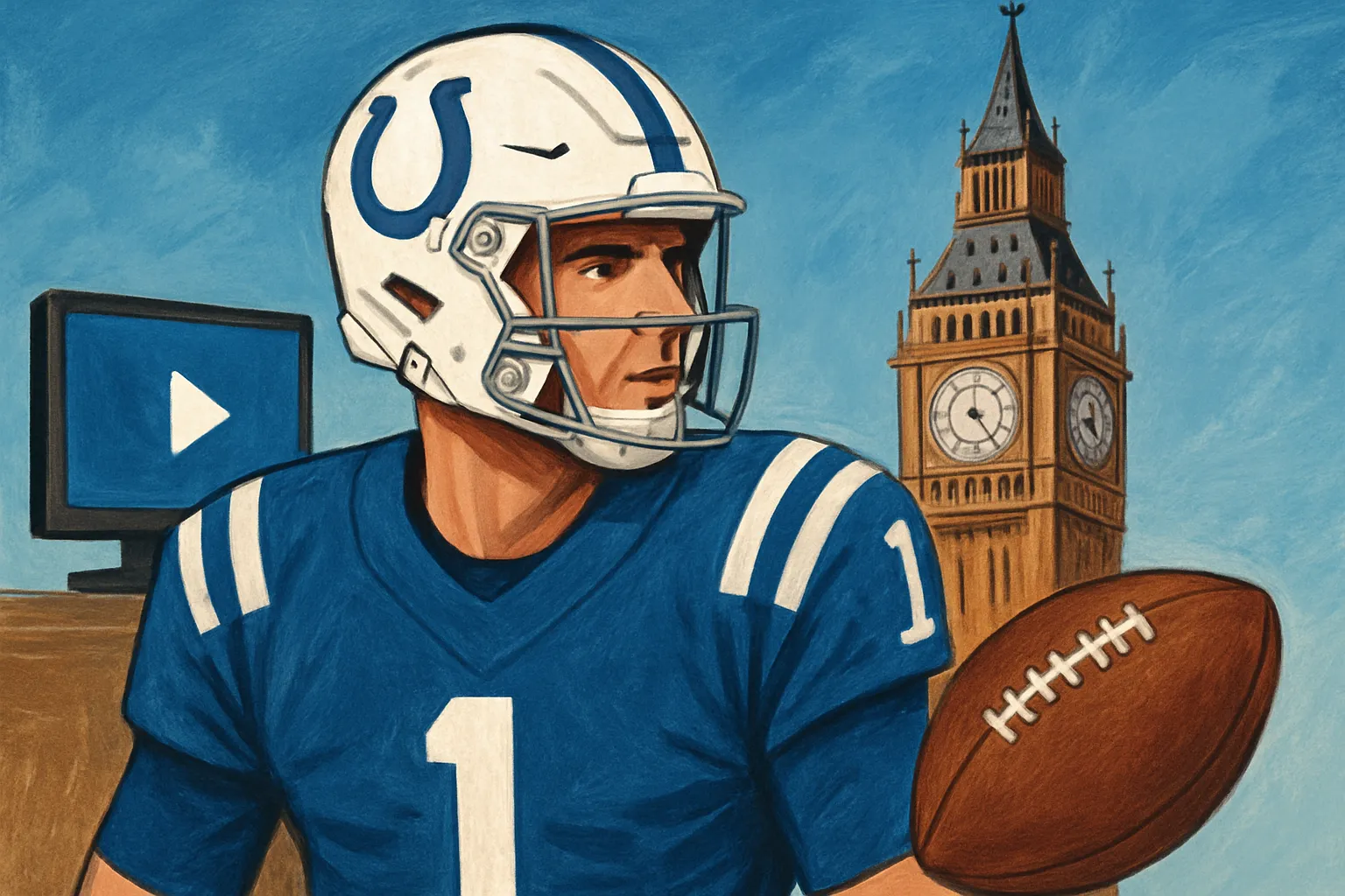 AI-generated illustration of the topic: Colts to play Commanders in London on Oct. 4, 2026 — TV, radio and streaming details